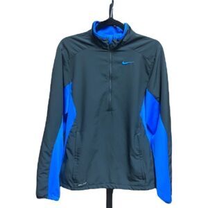 Nike Grey & Royal Dri-Fit Quarter Zip Lightweight Pullover